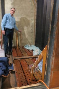 Organ Builder, James Leek Performing Wind testing/troubleshooting of restored Schuelke pipe organ