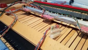 At Leek workshop, Berea, Ohio, Wiring on solo division pipe organ keyboard