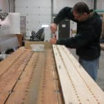 Organ Builder, James Leek Installing Rackboard pins