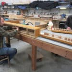 Technicians Sean & Bradley rebuilding pipe organ chest pneumatics
