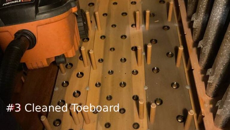Close-up of a dust-free wooden toeboard