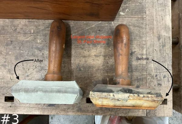 Before and After Releathered Organ Pipe Stoppers